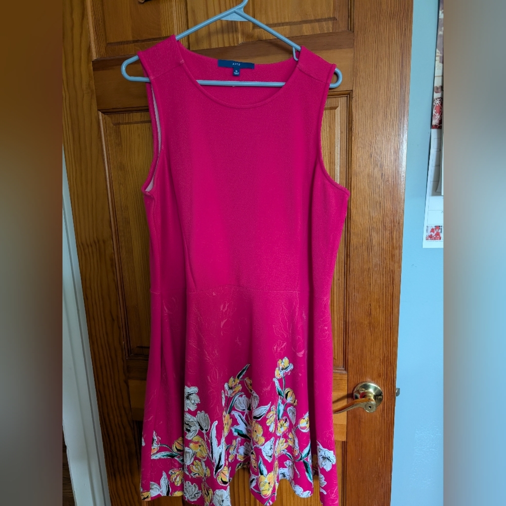 Vibrant Pink Sleeveless Dress with Floral Design